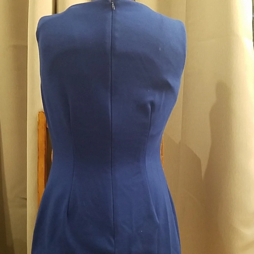 Ivanka Trump Royal Blue Sleeveless Sheath Dress with Gold Zipper